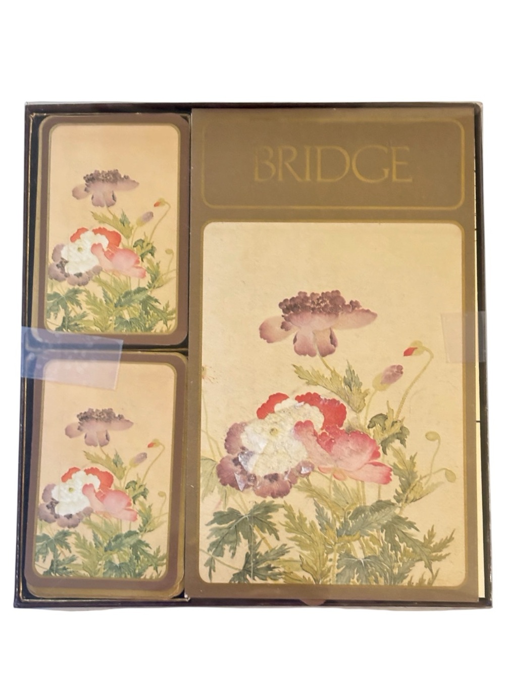 Caspari Bridge Card Set with Floral Design - new but opened to check content